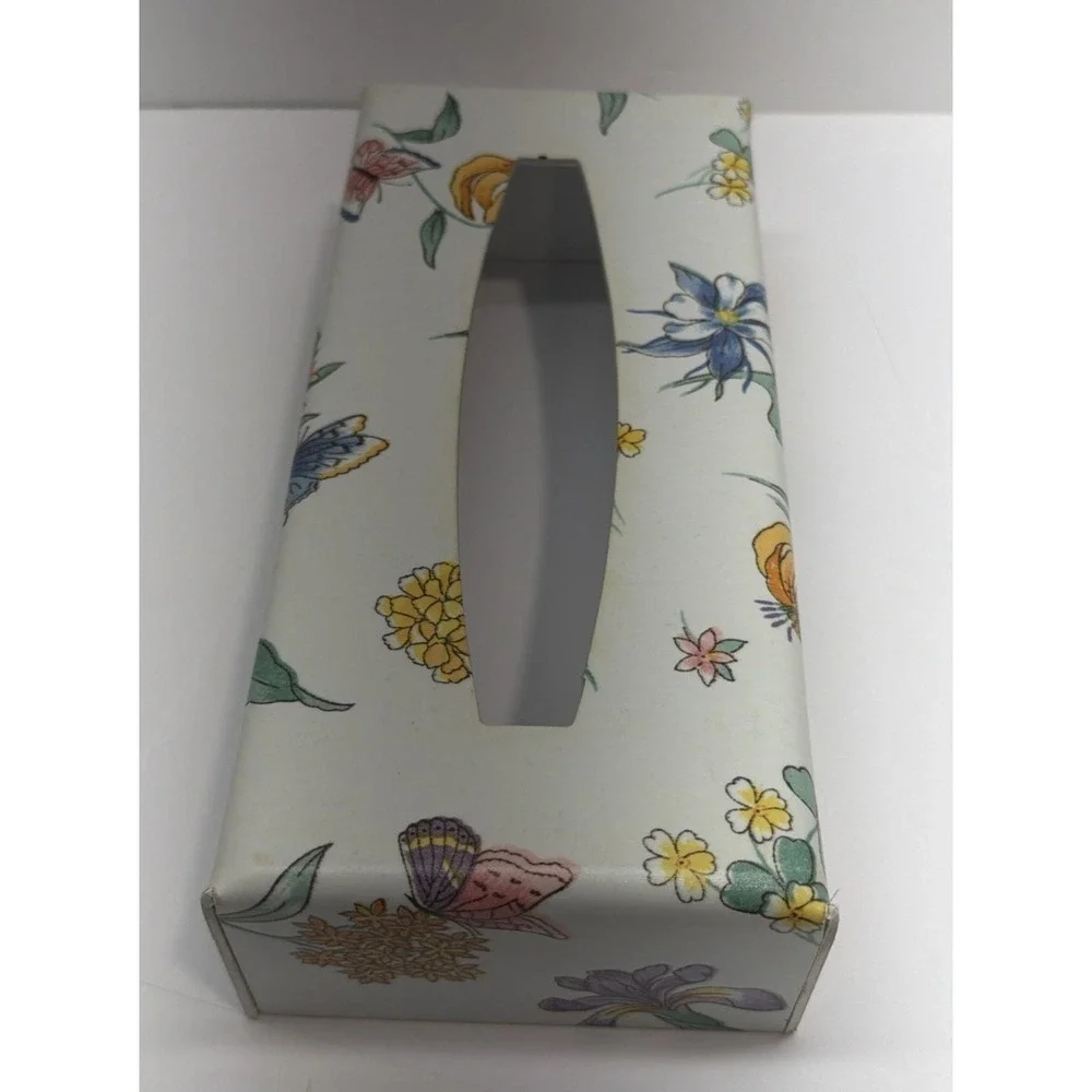 Vintage‎ Rectangle Plastic Tissue Box Cover Flower Floral Cottagecore Grannycore